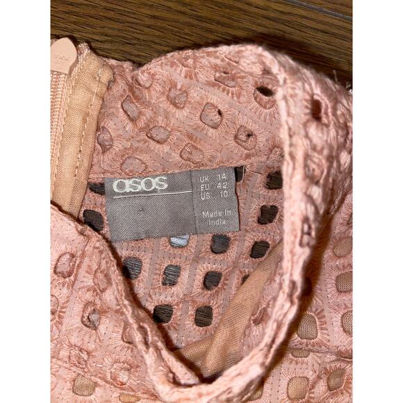 EUC ASOS maternity long sleeve smock top w/high neck & grid check broderie sz:10 - Picture 9 of 11